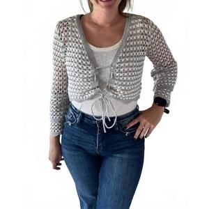 NEW MELLO bubble crochet cardigan in grey